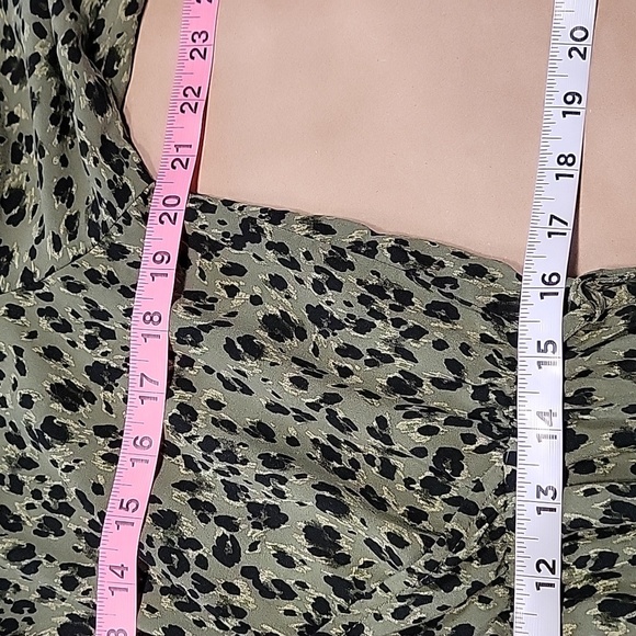 Time and Tru Size L Sea Turtle Leopard (Green and Black) Tiered Side Tie Dress - Picture 10 of 13